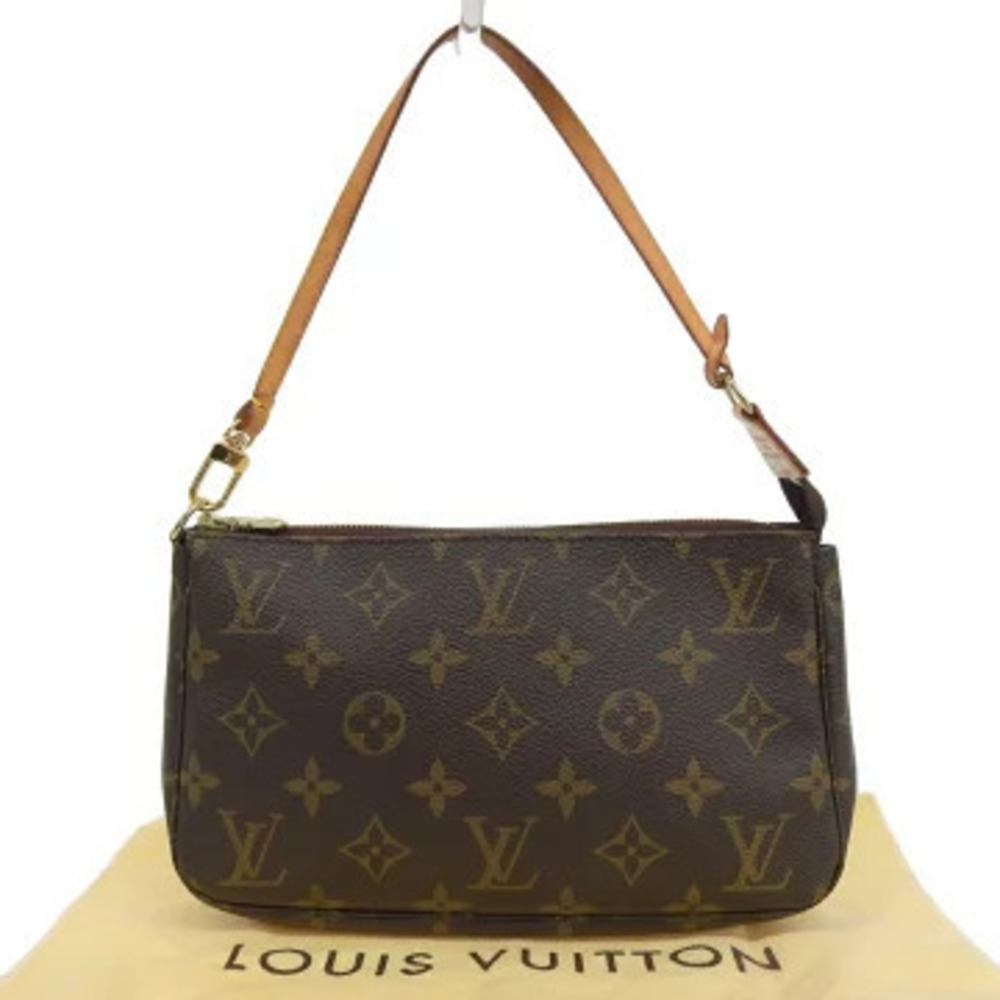 Louis Vuitton Monogram Pochette Accessoires Accessory Pouch Canvas Leather Brown